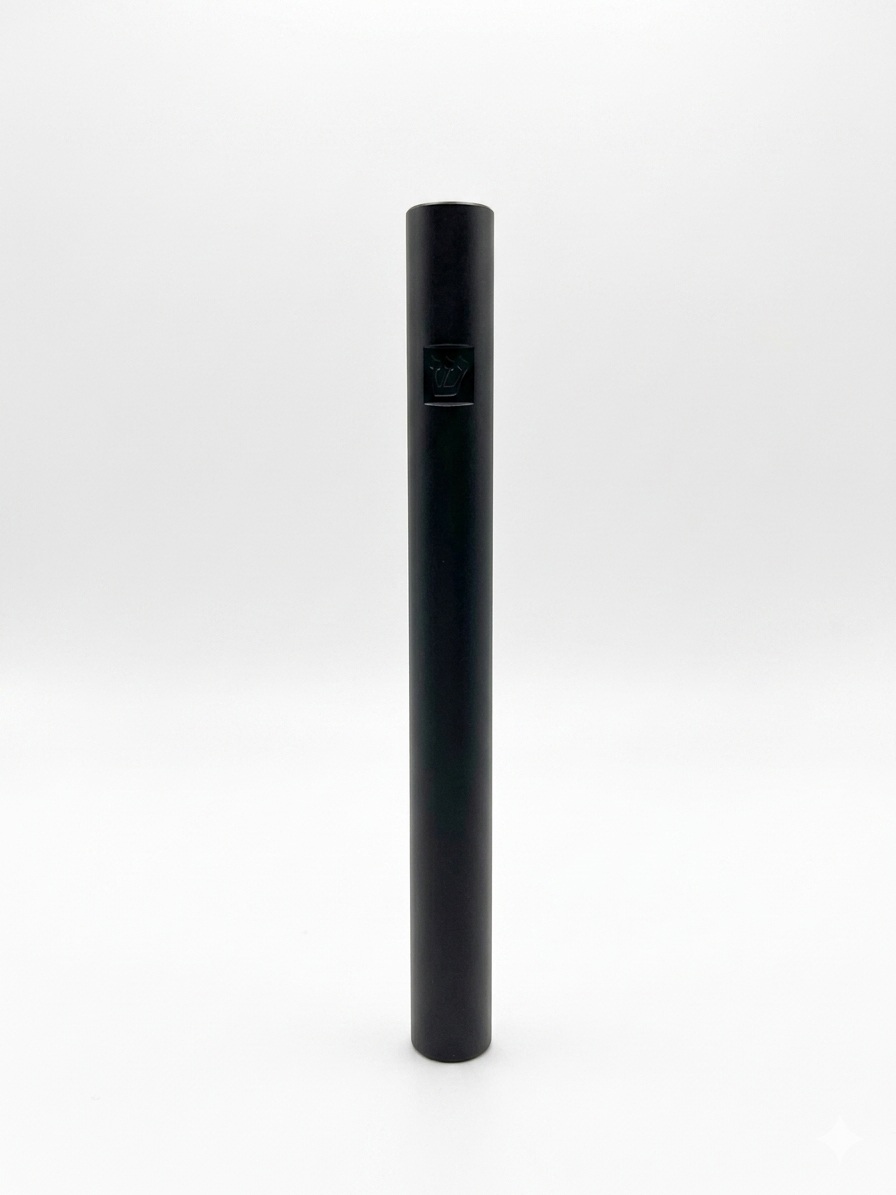 Tubular Mezuzah | Matte Black Stamped Shin
