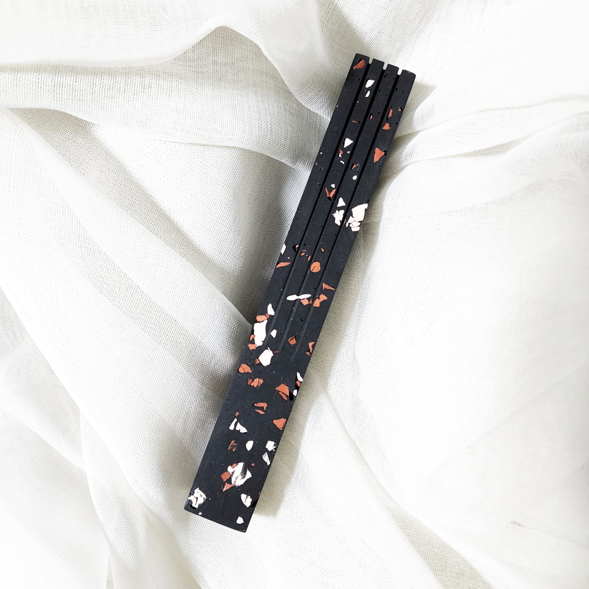 Textured Natural Black Colorful Terrazzo