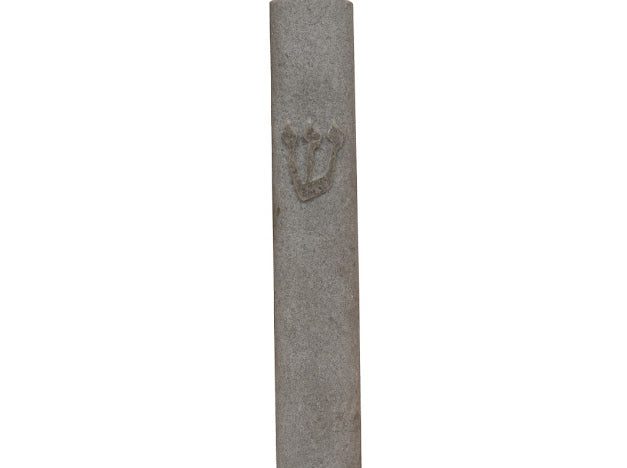 Jerusalem Stone Mezuzah – Grey Embossed