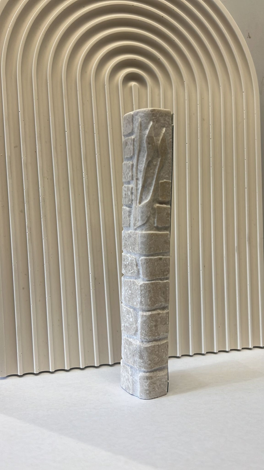 Jerusalem Stone Mezuzah – Side Shin Grey