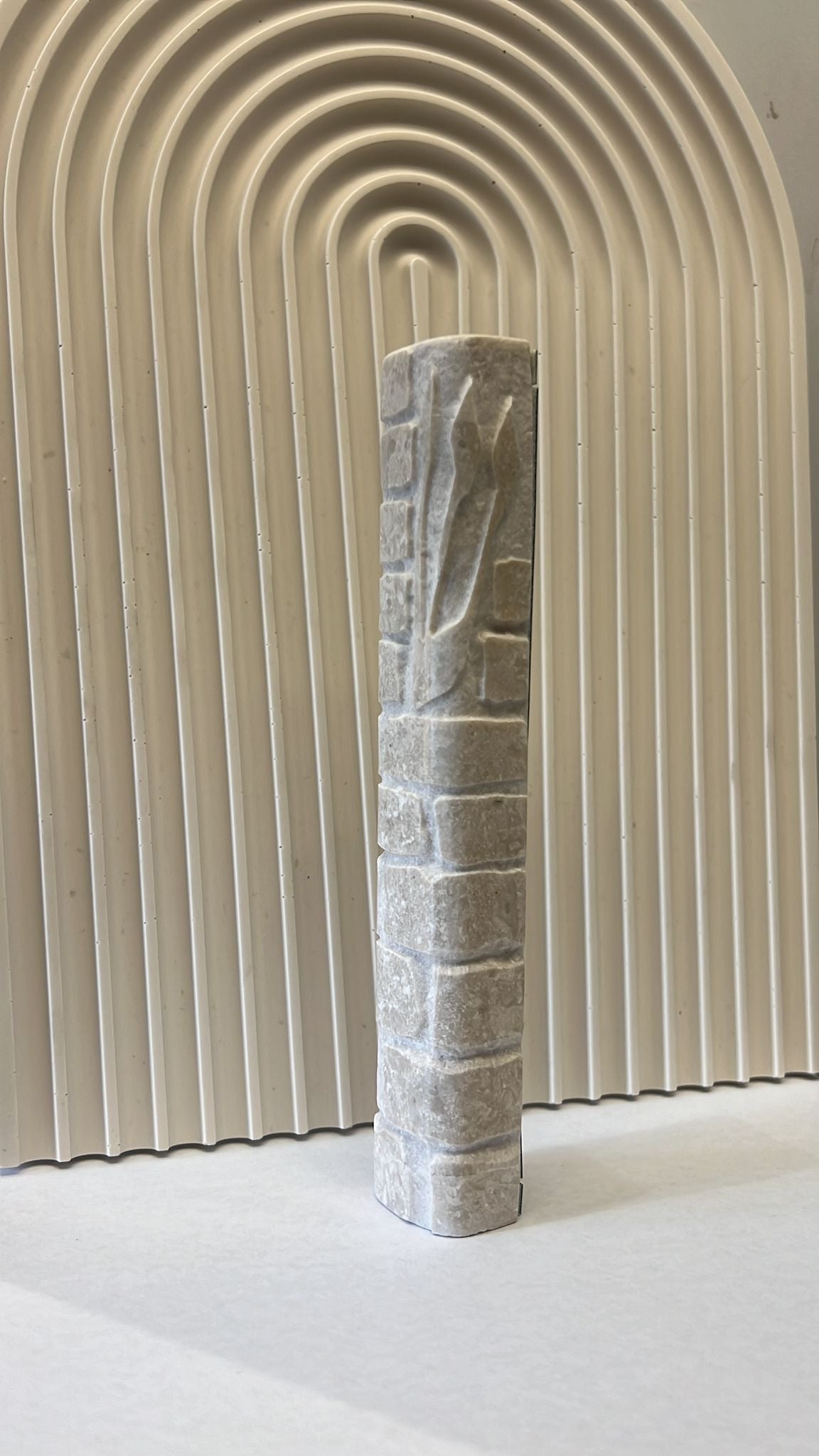 Jerusalem Stone Mezuzah – Side Shin Grey