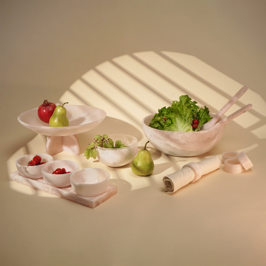 Radiant Resin Salad Servers Blush