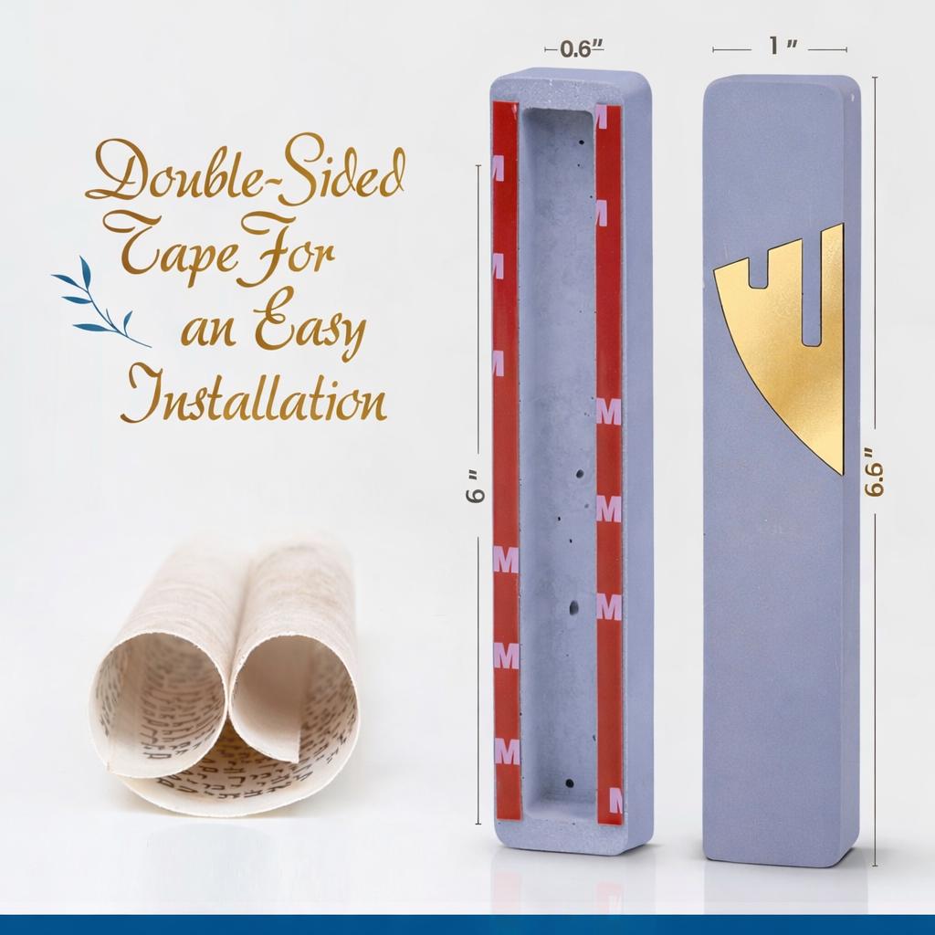 Concrete Mezuzah | Gold Shin