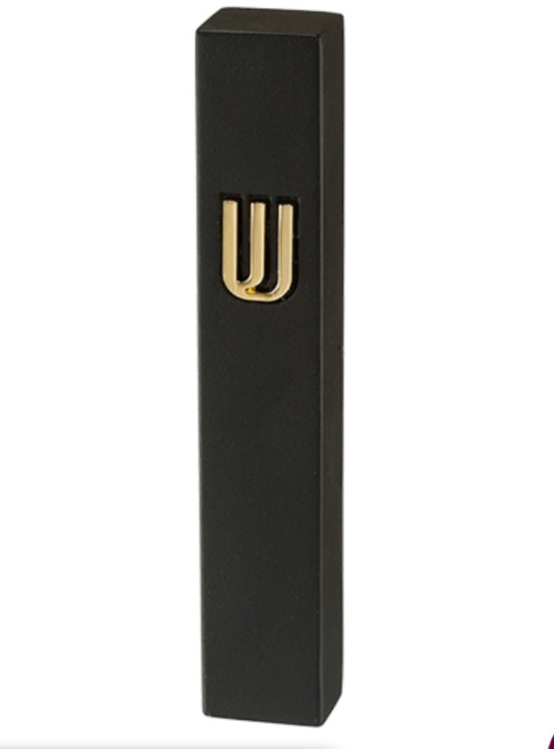 Mezuzah Black Square | Gold Shin