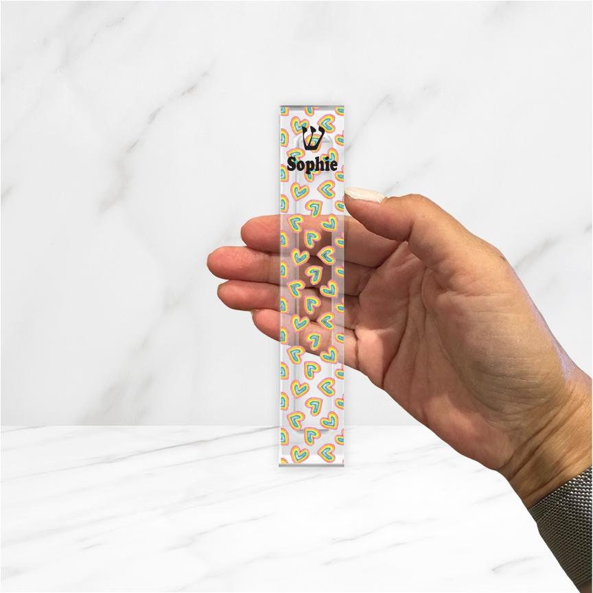 Heart Mezuzah - With or without name - Rainbow Hearts
