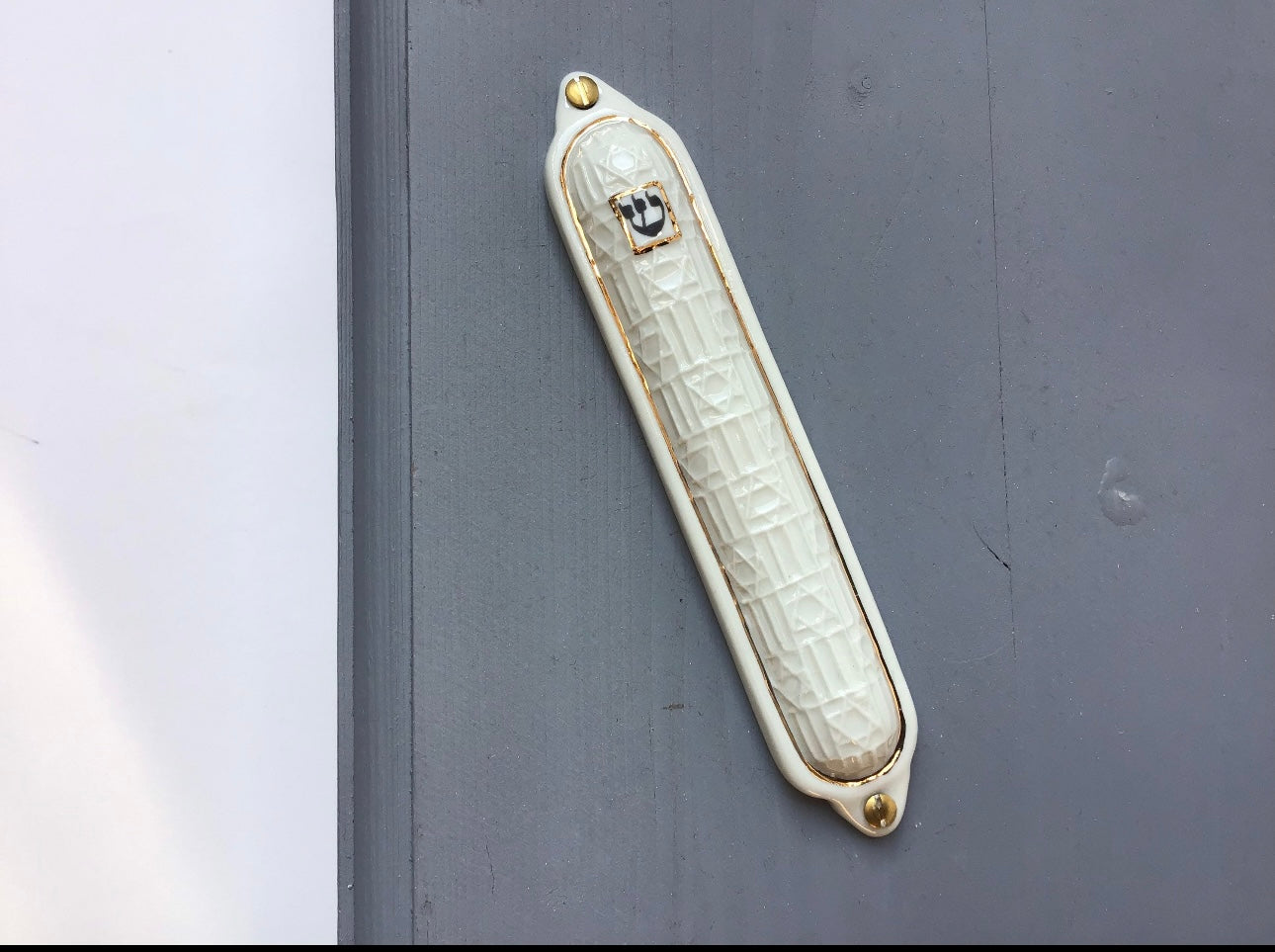 White Porcelain Mezuzah
