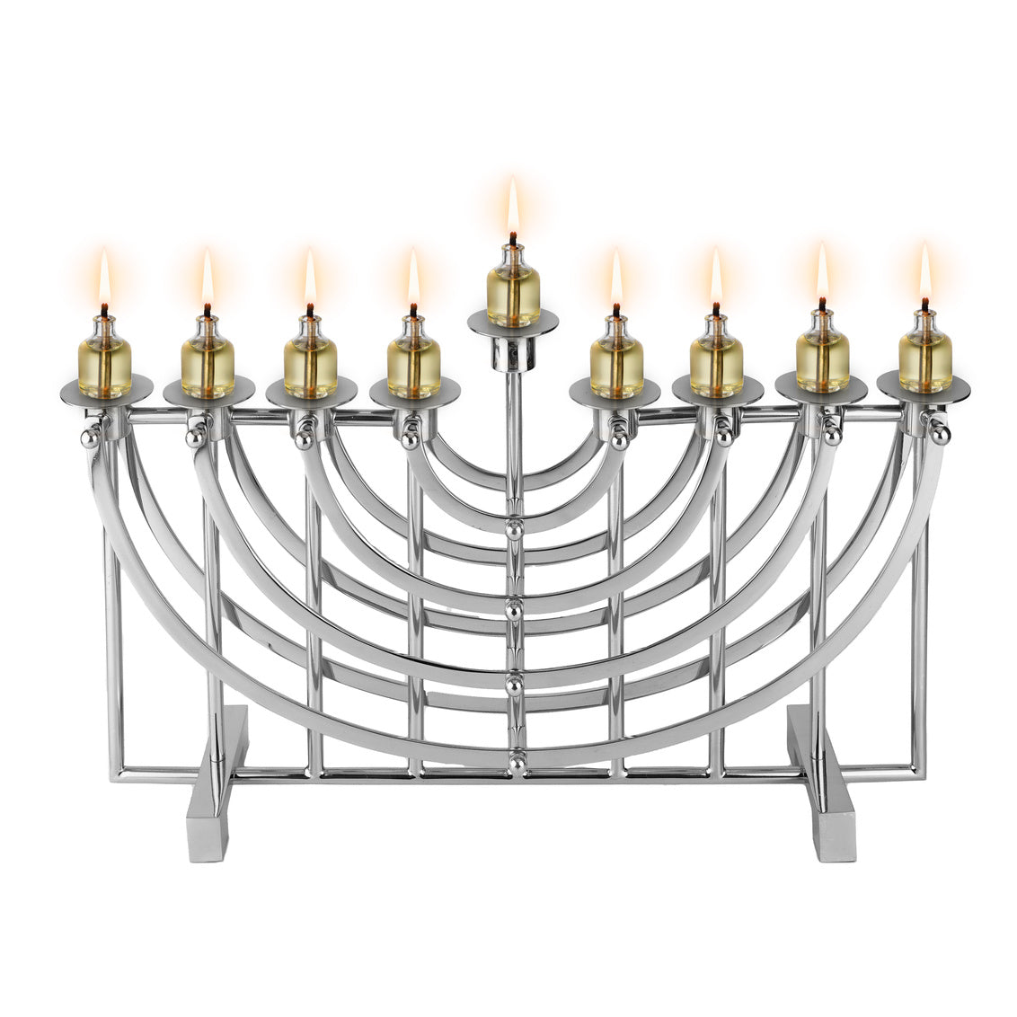 Nickel Menorah with Adjustable Cups by Ricci
