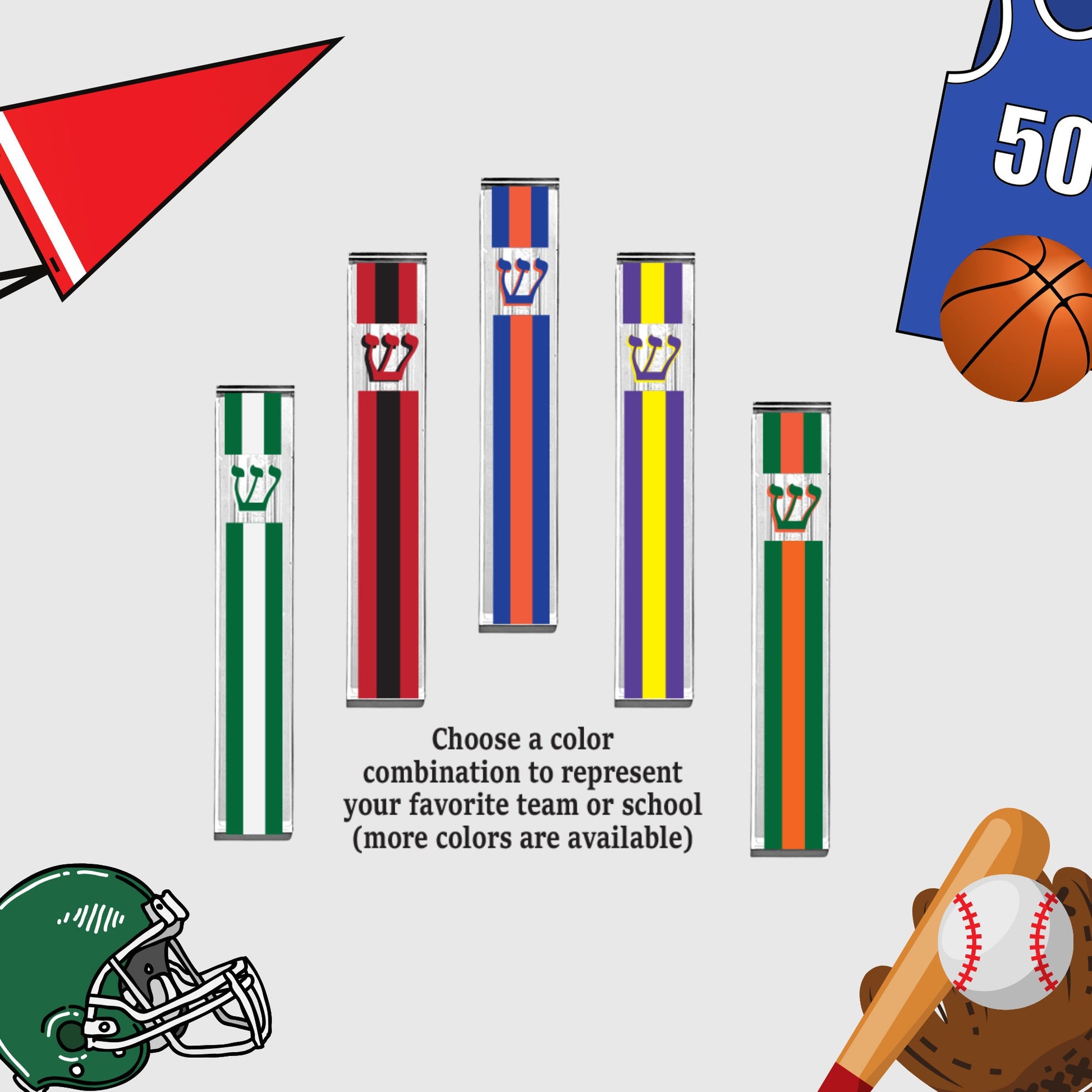 Custom Mezuzah - Personalized mezuzah with your school colors, favorite team colors