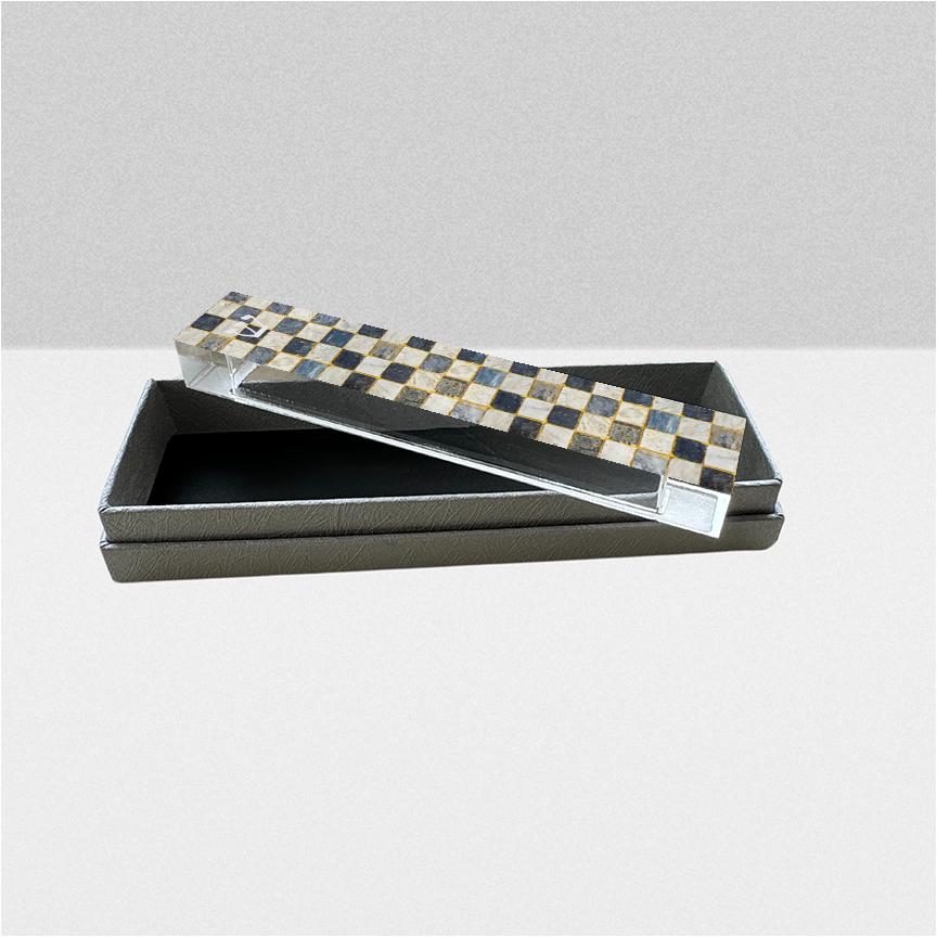 Mezuzah - Checkerboard Mezuzah - Neutral Colors