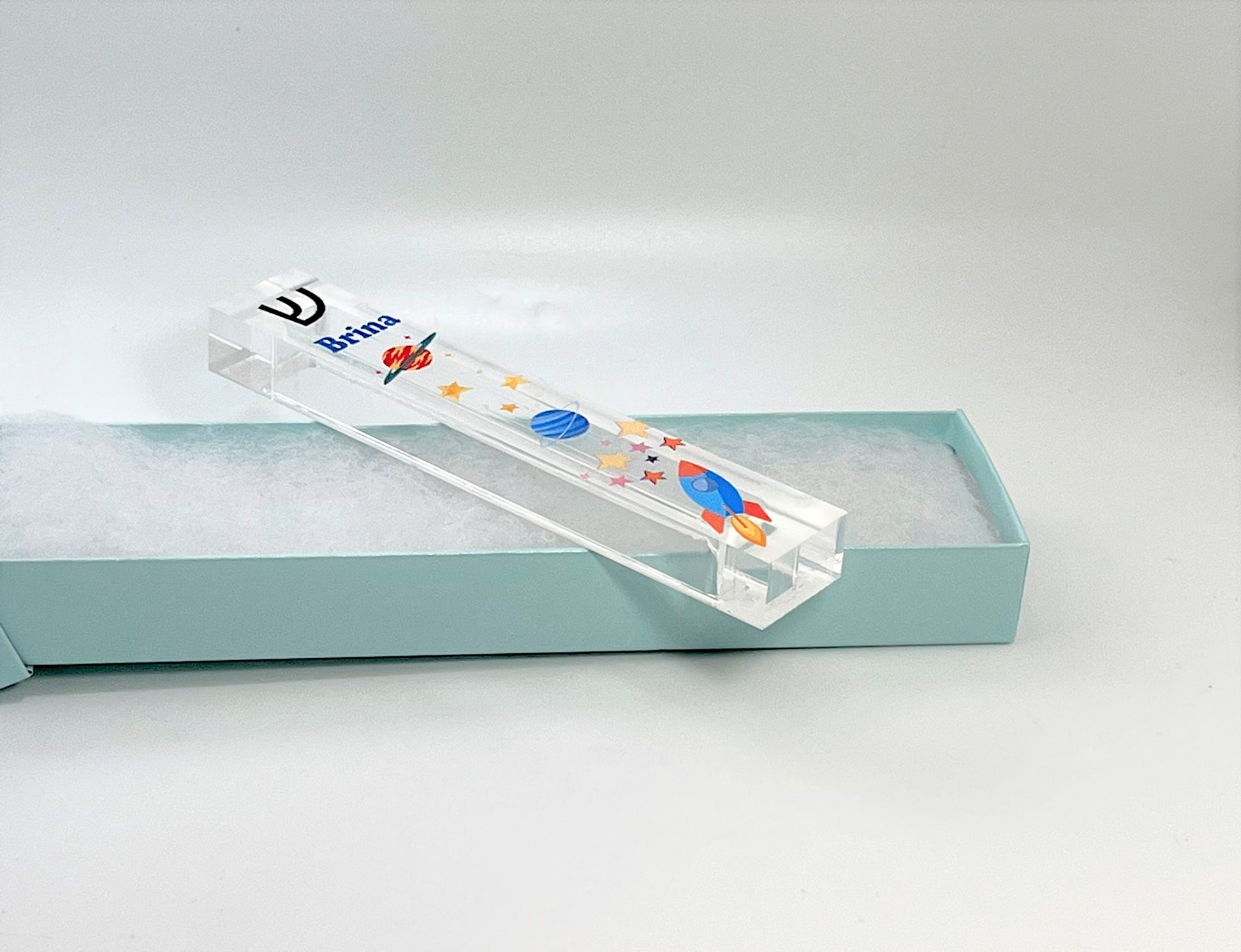 Outer Space Mezuzah - Rocket Theme Mezuzah - with or without name