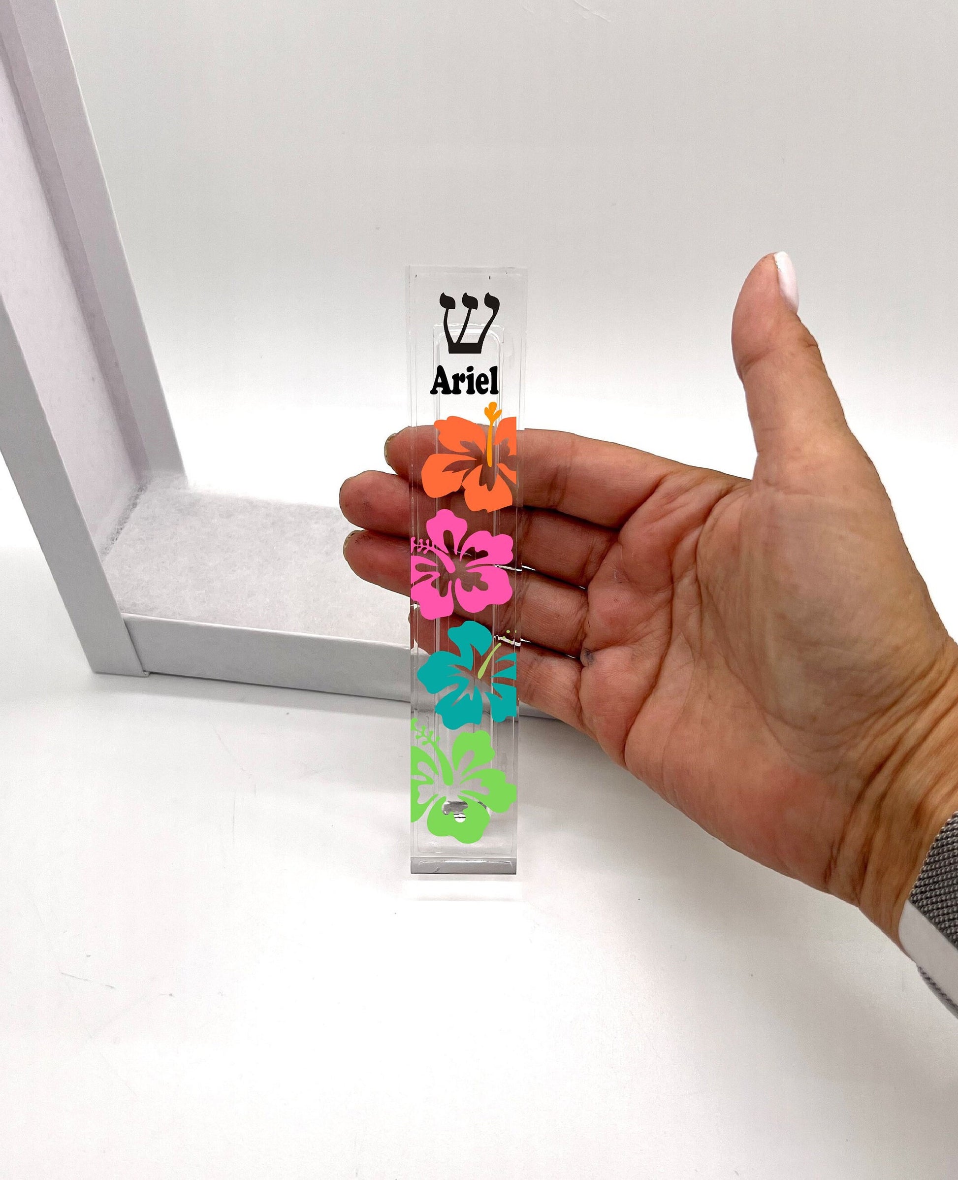 Hibiscus Flower Mezuzah - With or without name