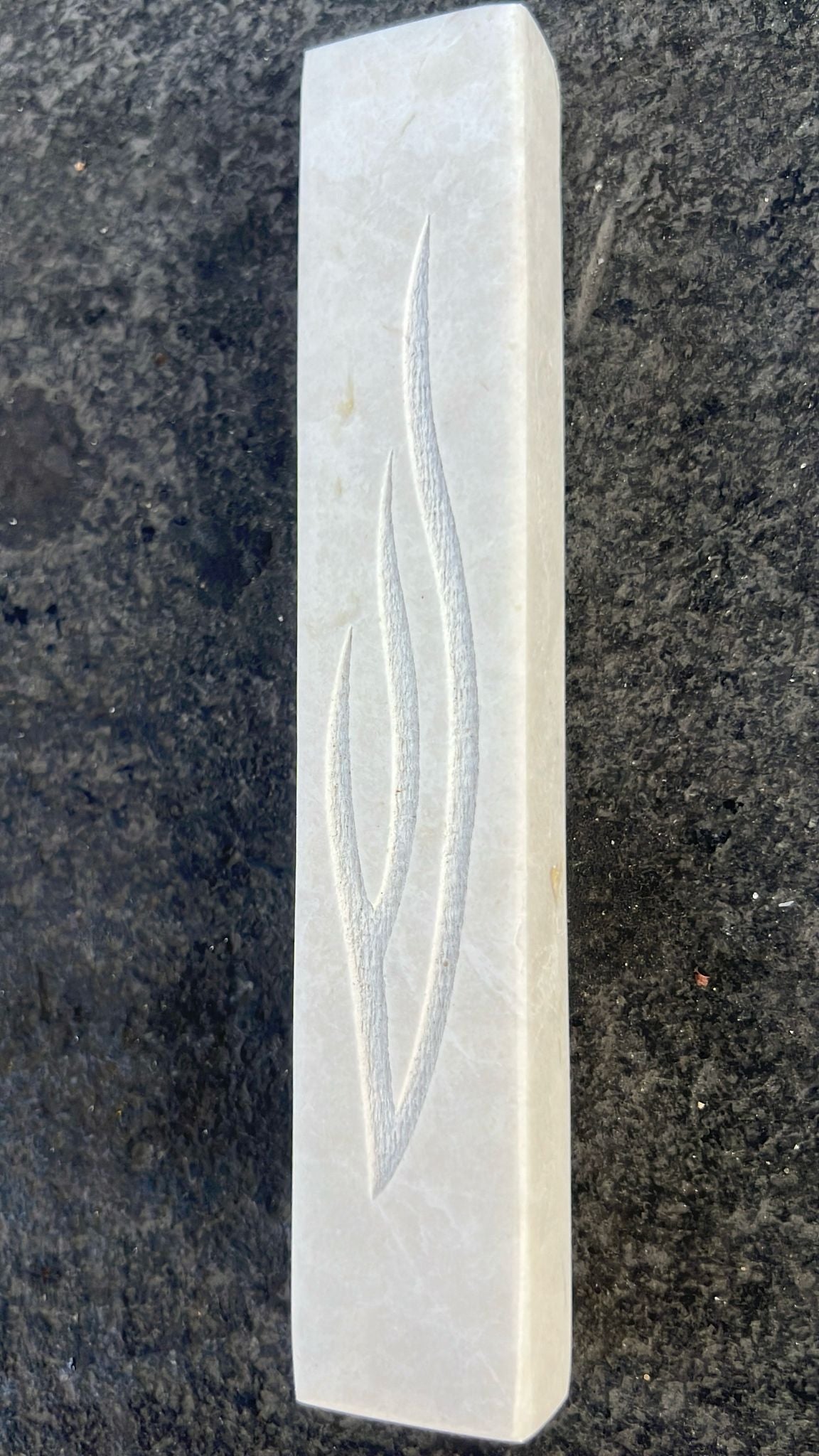 Jerusalem Stone Mezuzah – Engraved Stone Built Fire Shin