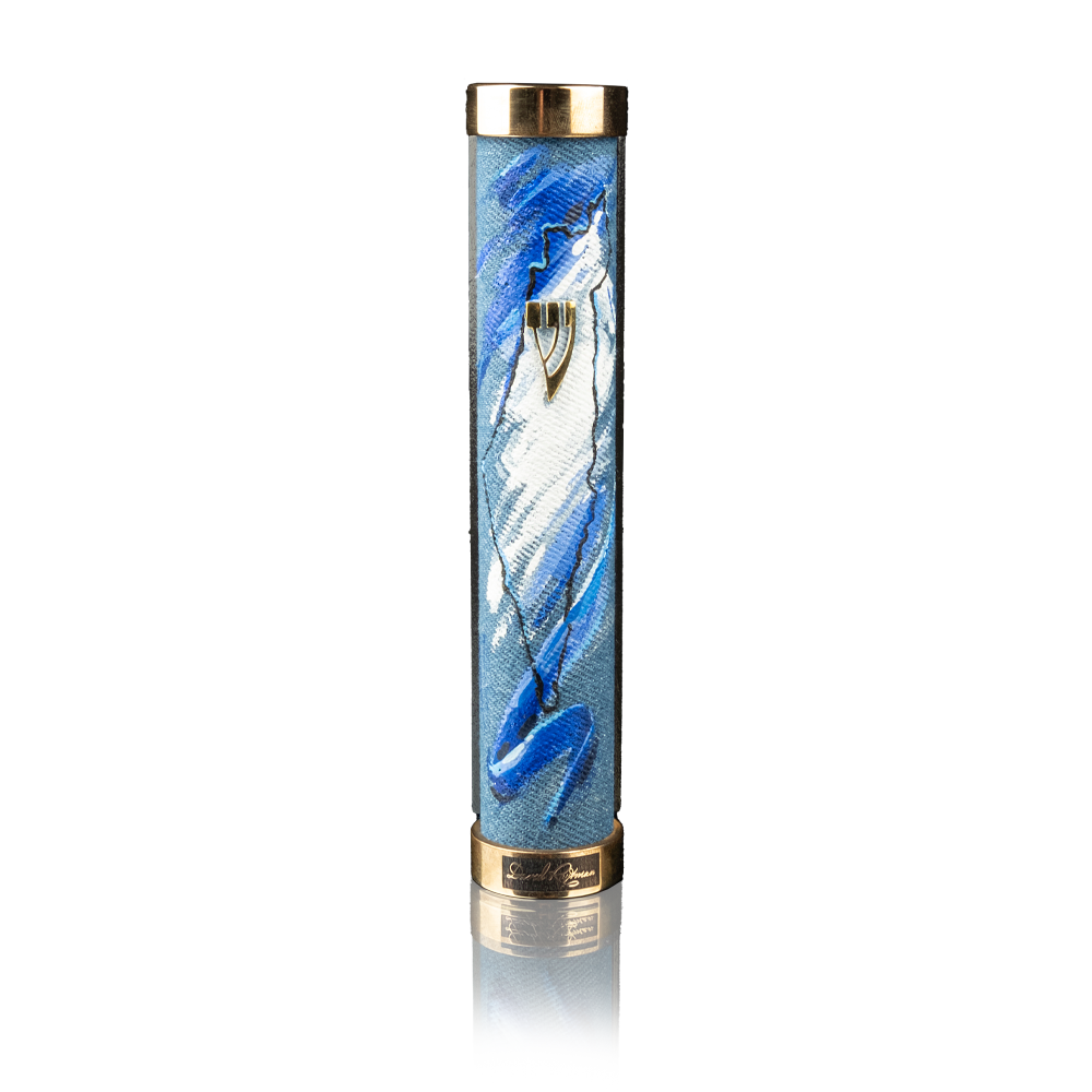 Case for mezuzah "Jerusalem" jeans with art "Blessing of the Kohens"