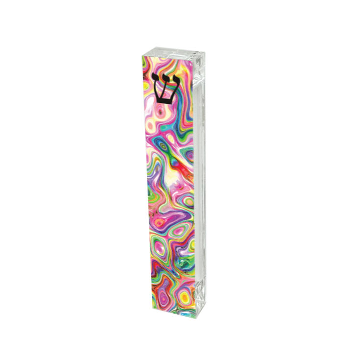 Mezuzah - Colorful Marble Swirl Mezuzah - Acrylic Mezuzah