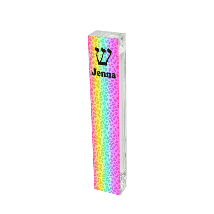Mezuzah - Colorful Leopard Pattern - Acrylic Mezuzah