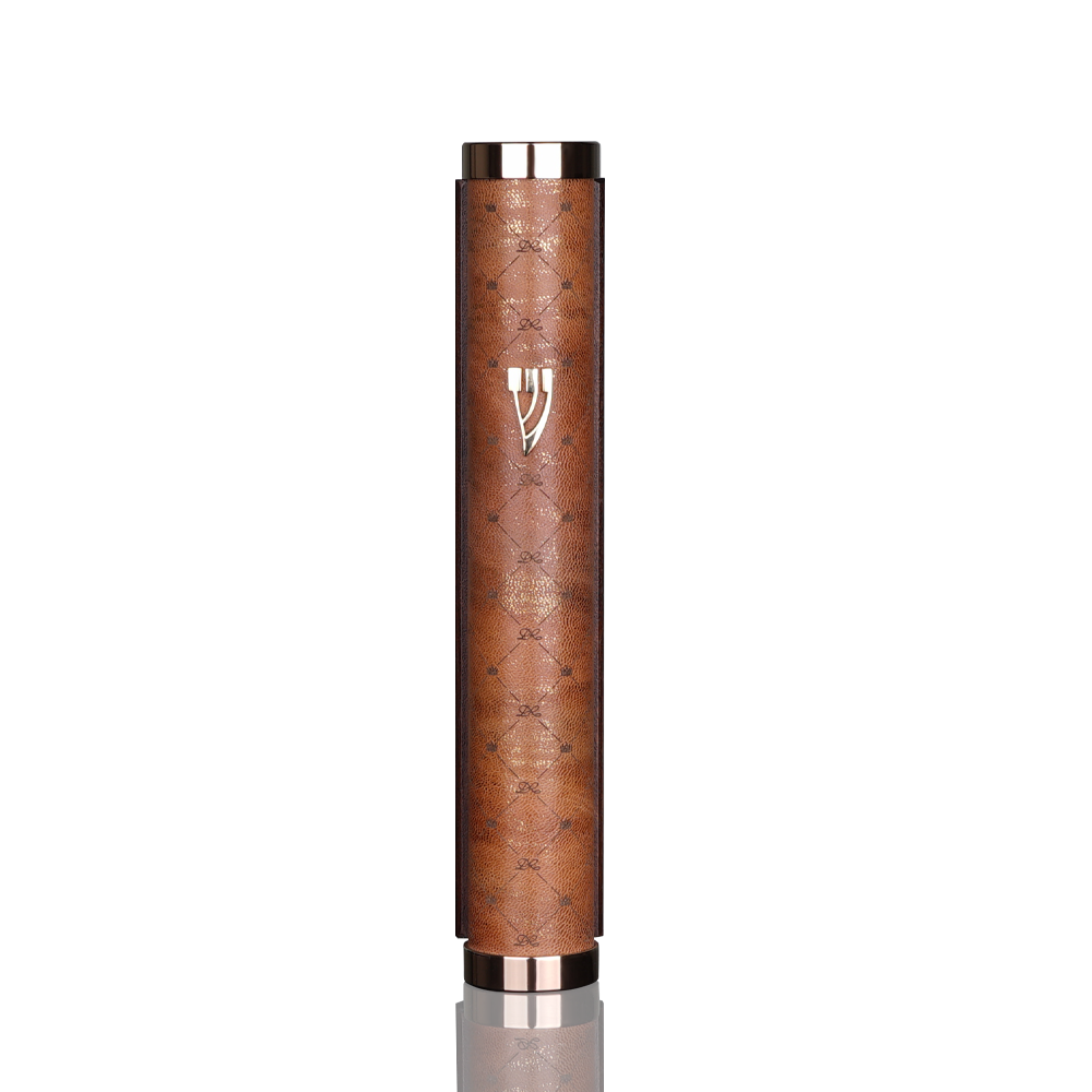 Case for mezuzah “Jerusalem” from leather and bronze