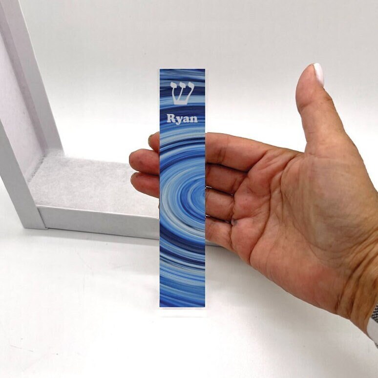 Personalized Mezuzah - Blue Pattern Mezuzah