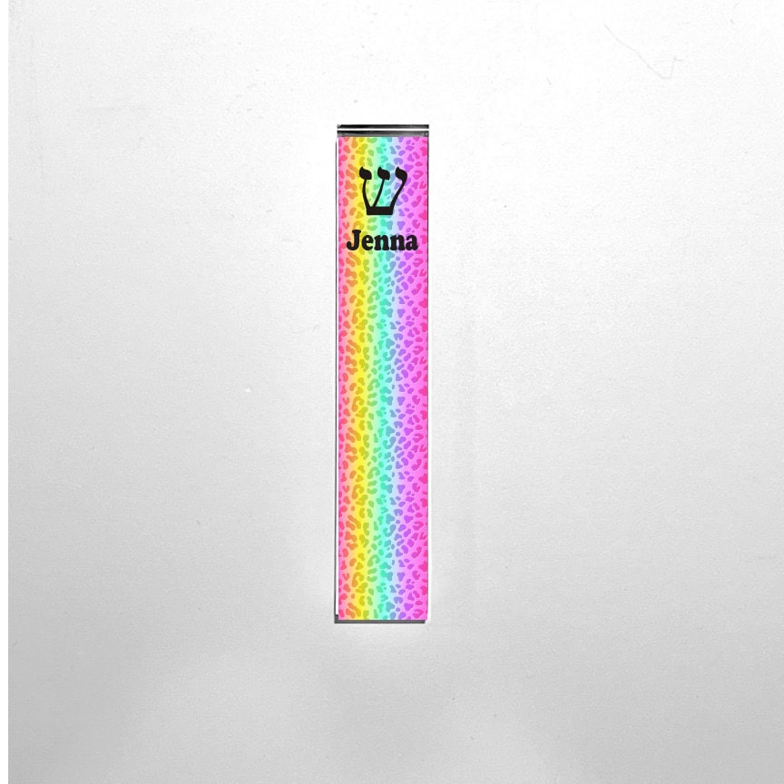 Mezuzah - Colorful Leopard Pattern - Acrylic Mezuzah