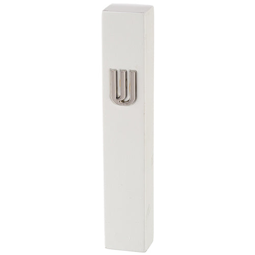 Mezuzah White Square | Silver Shin
