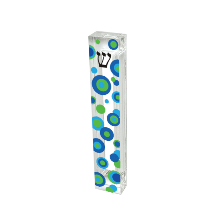 Mezuzah - Blue and Green Dotted Pattern - with or without name