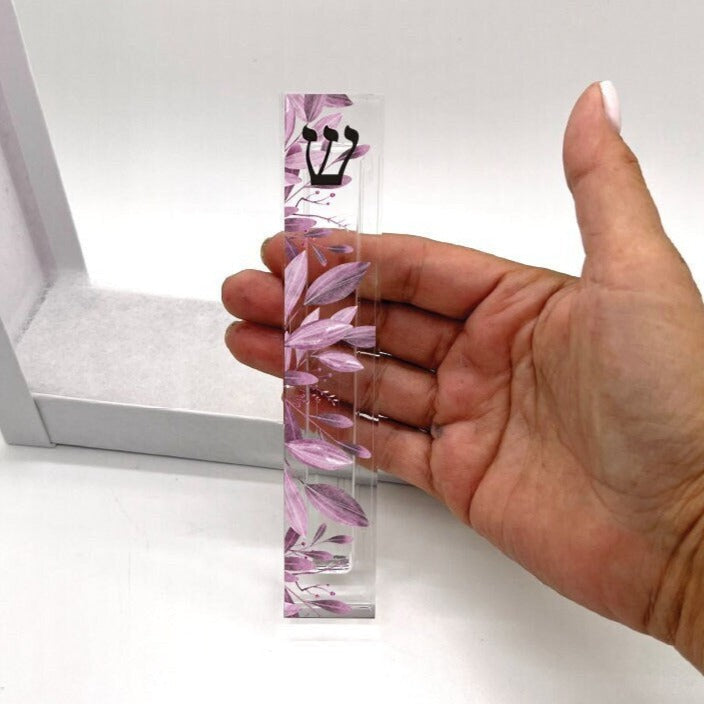 Mezuzah - Purple Floral Mezuzah - With or without name