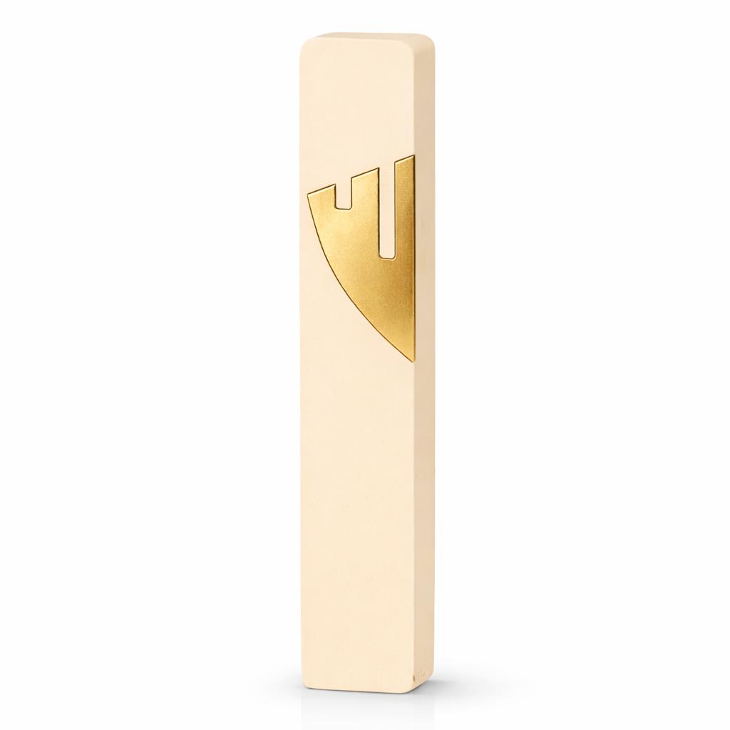 Concrete Mezuzah | Gold Shin