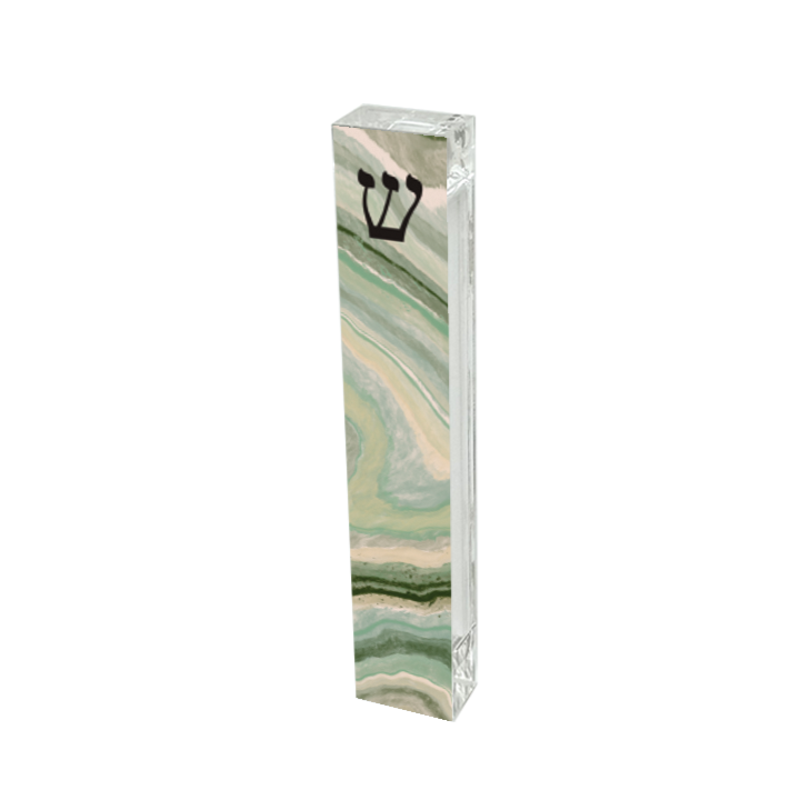 Mezuzah - Green Swirl Mezuzah - With or without name - Acrylic Mezuzah