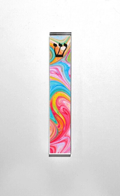 Colored Swirls Mezuzah - With or without name