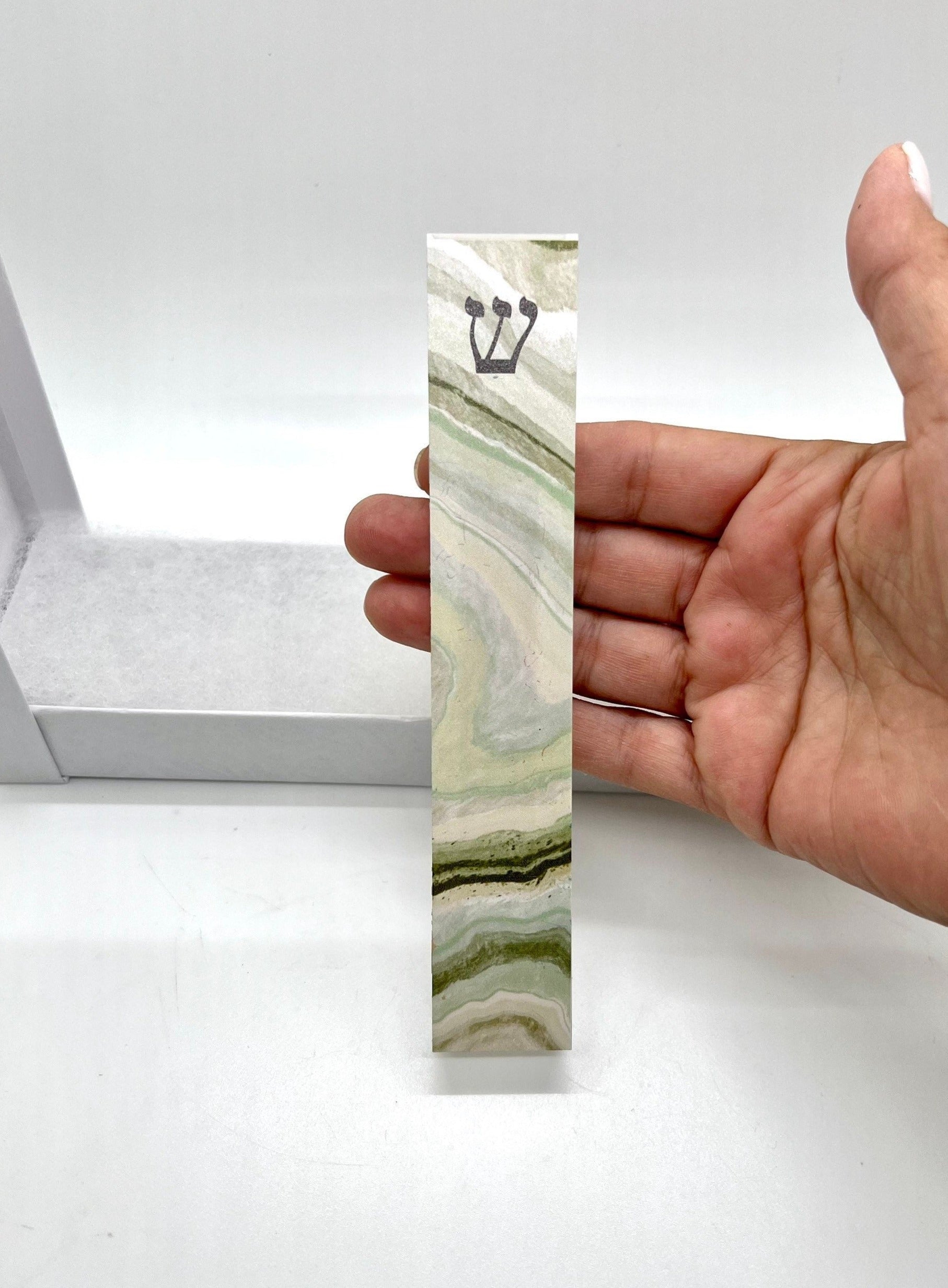 Mezuzah - Green Swirl Mezuzah - With or without name - Acrylic Mezuzah