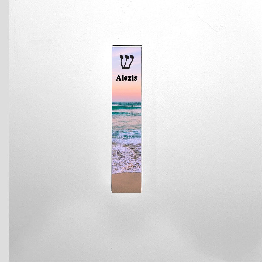 Personalized Mezuzah - Beach Scene - With or without name