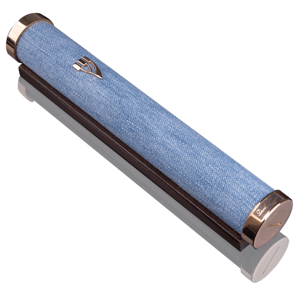 Denim Mezuzah Case Jerusalem | Light Blue