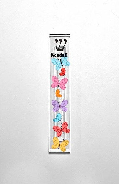 Butterfly Mezuzah - Acrylic Mezuzah - with or without name