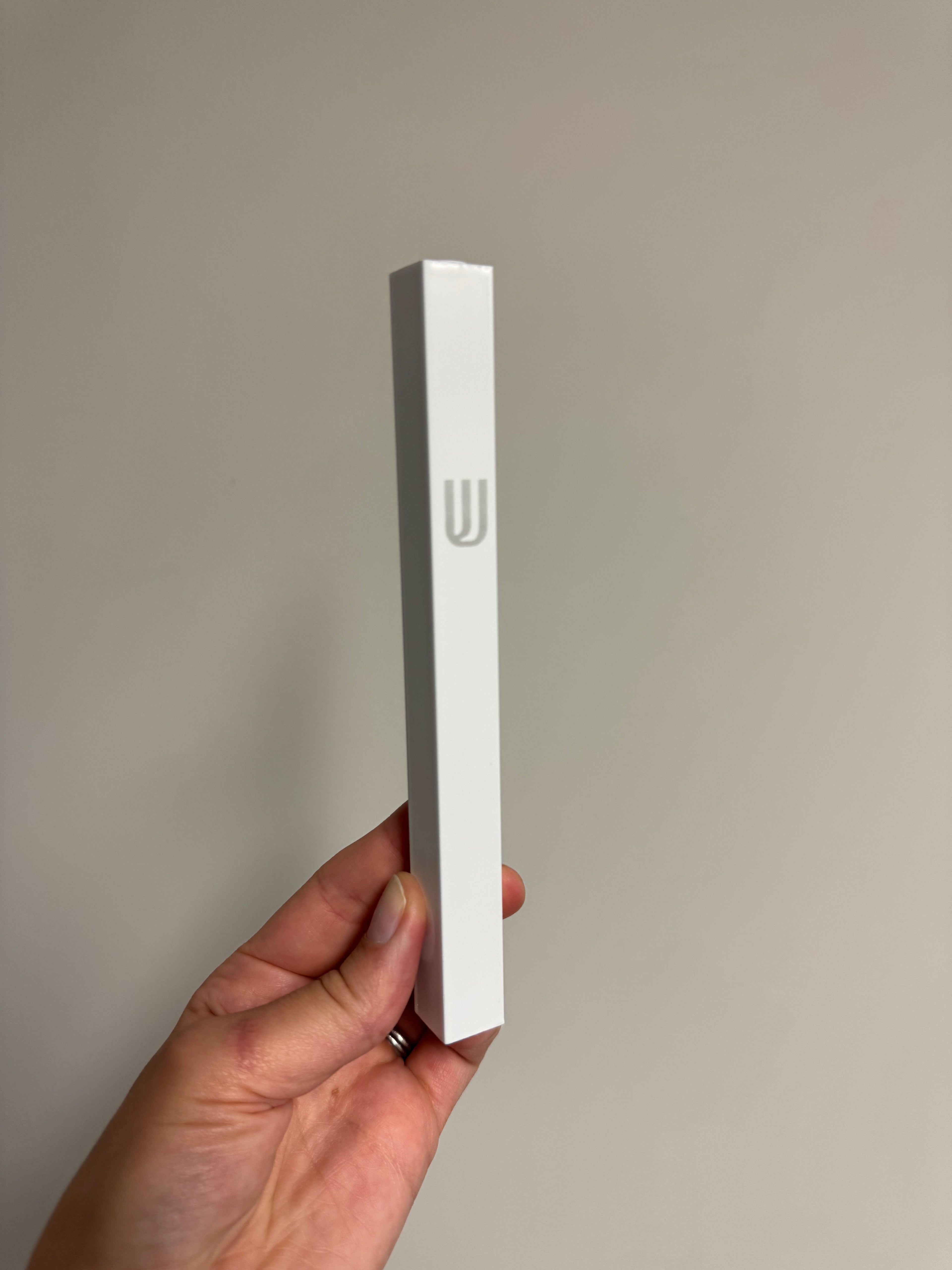 Aluminum Mezuzah - White Square 12cm Silver Shin