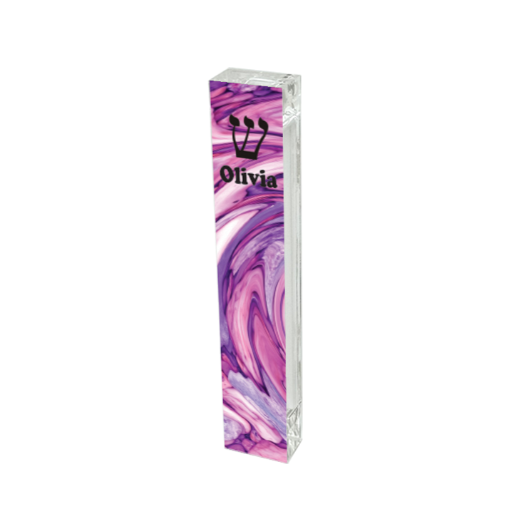 Pink and Purple Swirl Mezuzah - With or without name