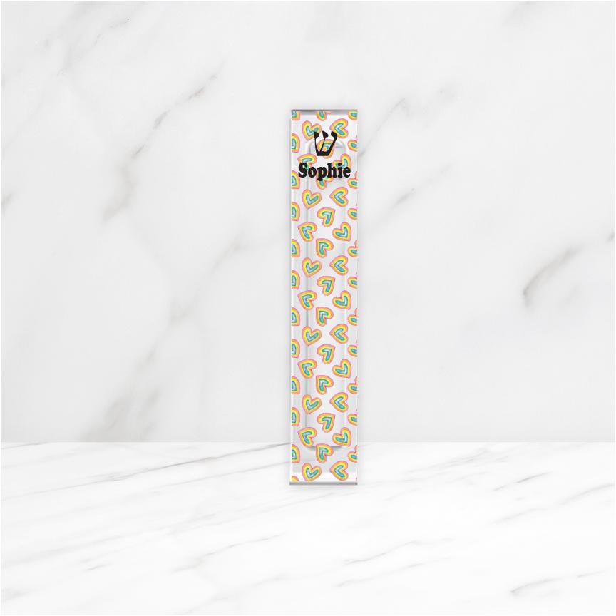 Heart Mezuzah - With or without name - Rainbow Hearts