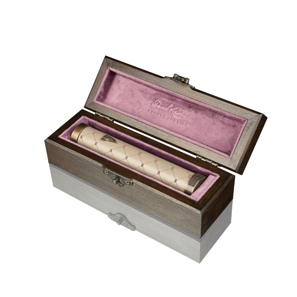 Case for Mezuzah “Tzfat” from leather and bronze