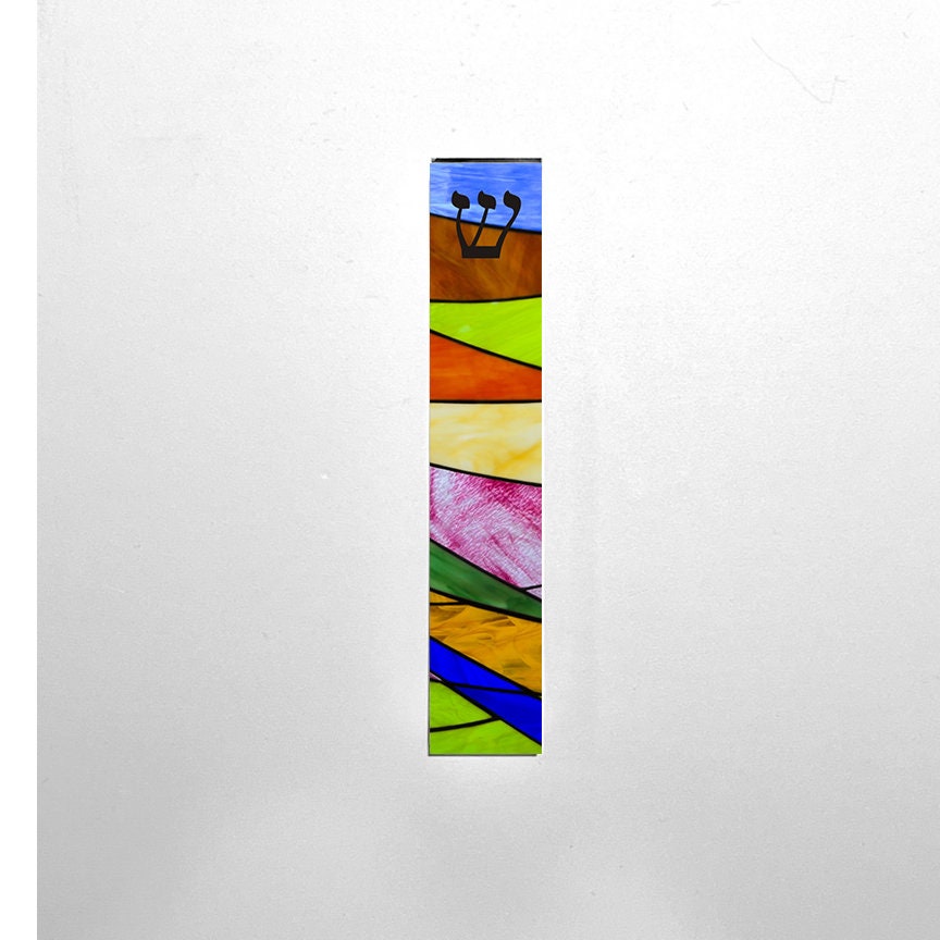 Mezuzah - Colorful Stained Glass Look Mezuzah - Acrylic Mezuzah