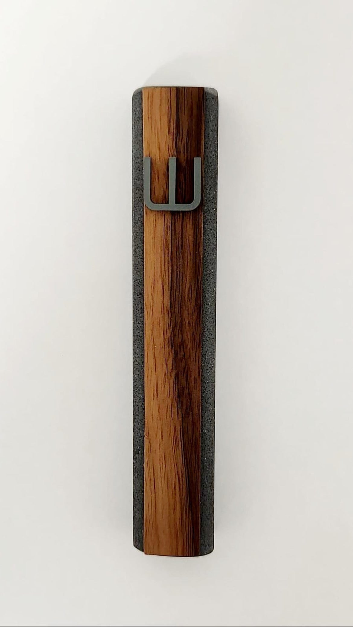 Honed Charcoal Mezuzah, Walnut & Charcoal Shin