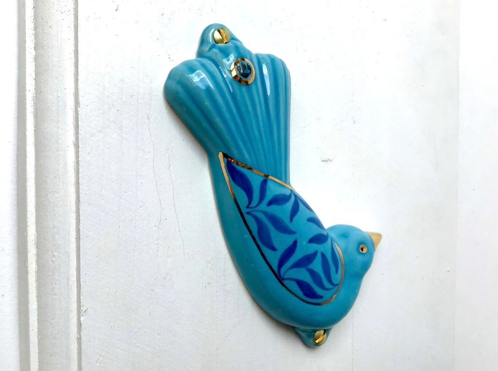 Porcelain Blue Mezuzah