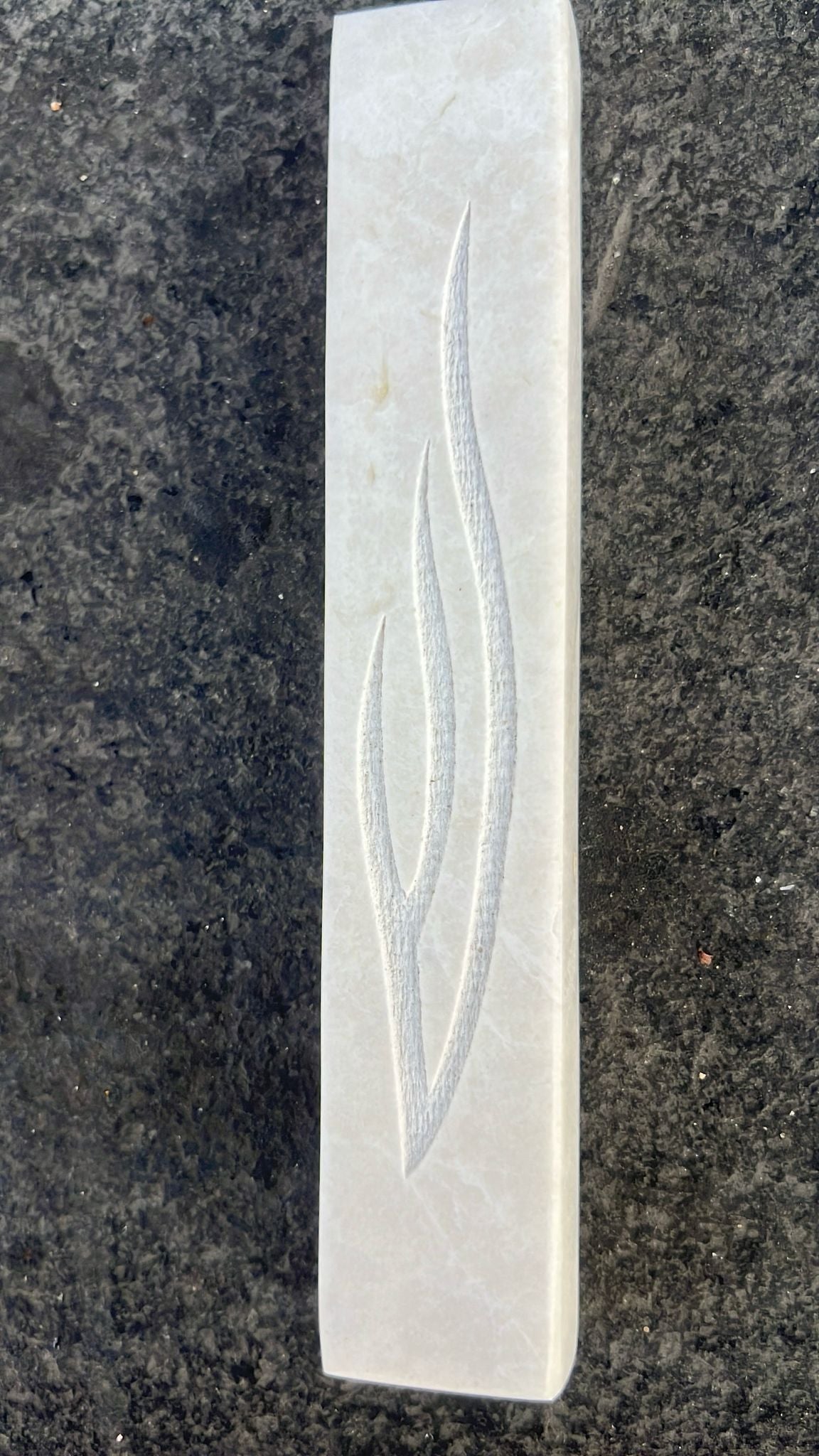 Jerusalem Stone Mezuzah – Engraved Stone Built Fire Shin
