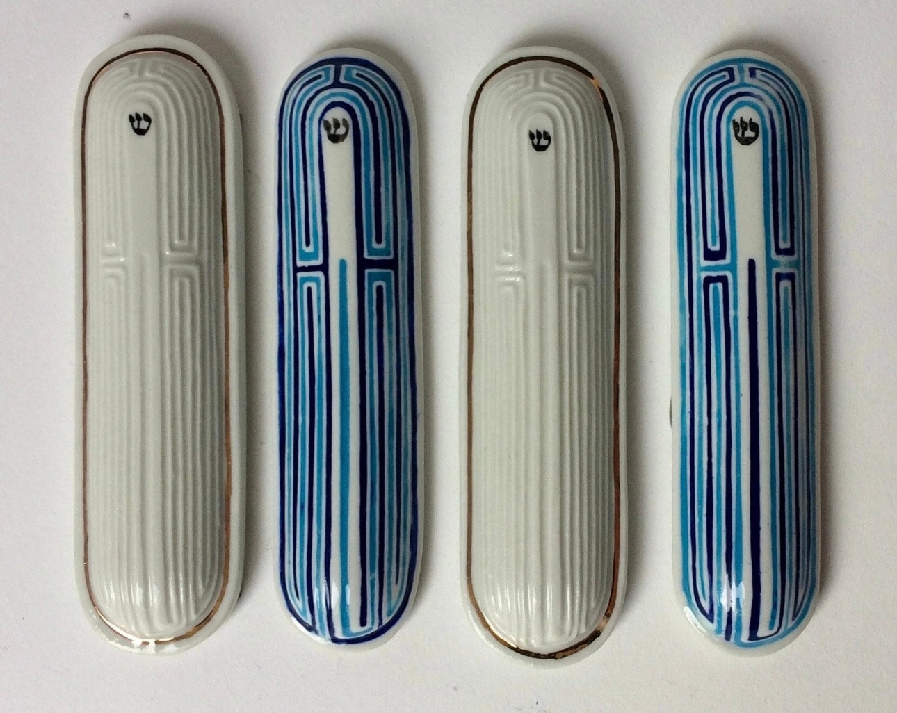 Porcelain Mezuzah with Labyrinth Motif