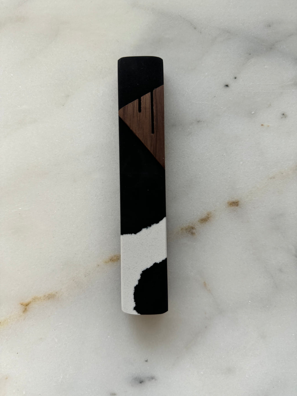 Zebra Stone Mezuzah | Mahogany Shin