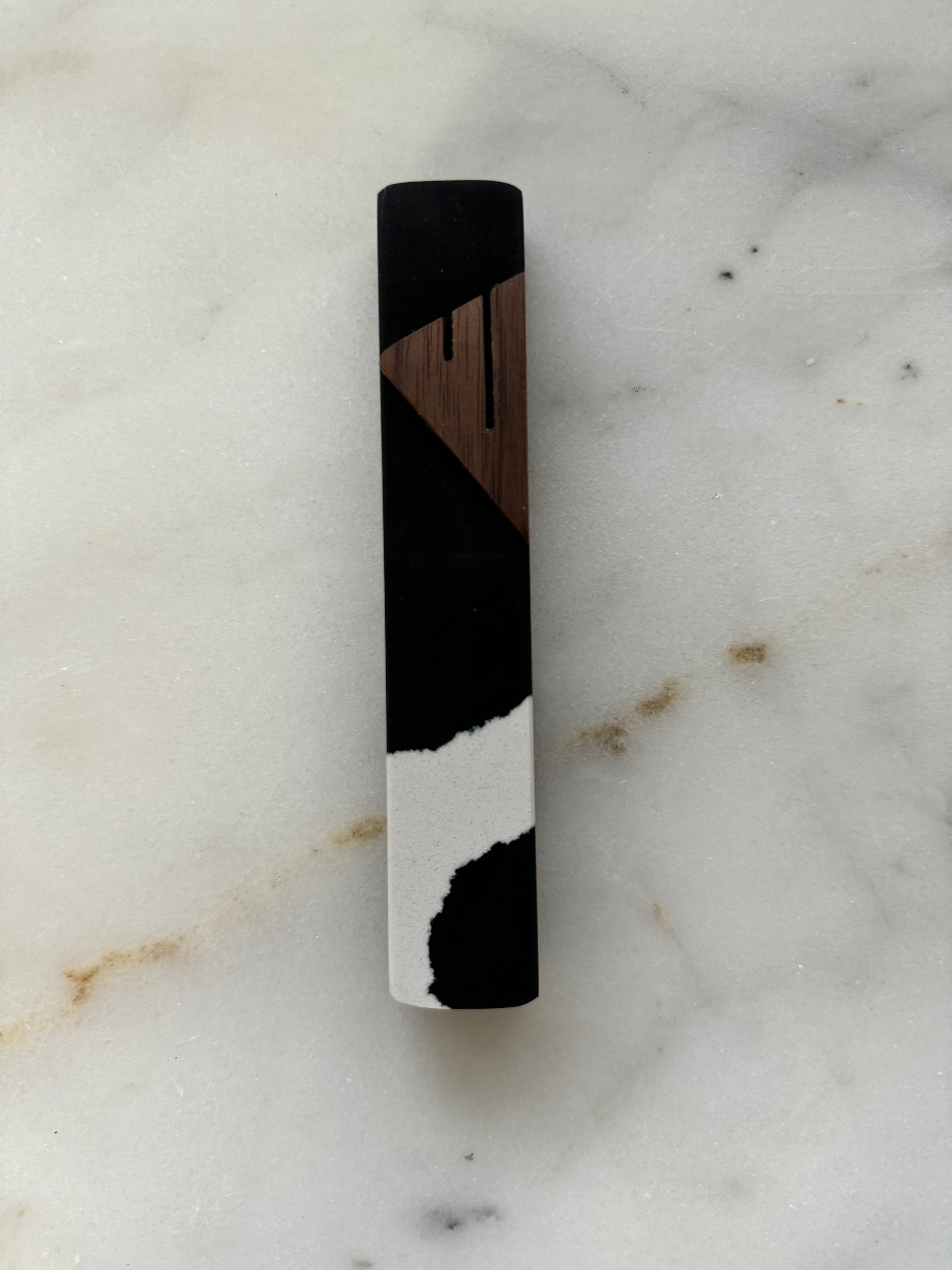 Zebra Stone Mezuzah | Mahogany Shin
