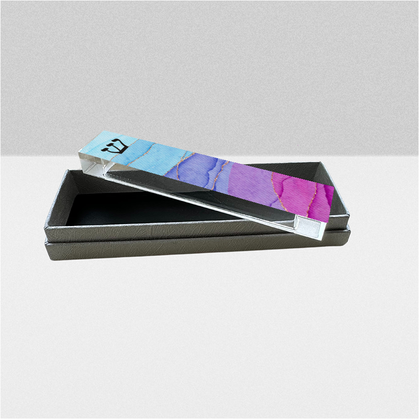 Watercolor Look Personalized Mezuzah - With or without name