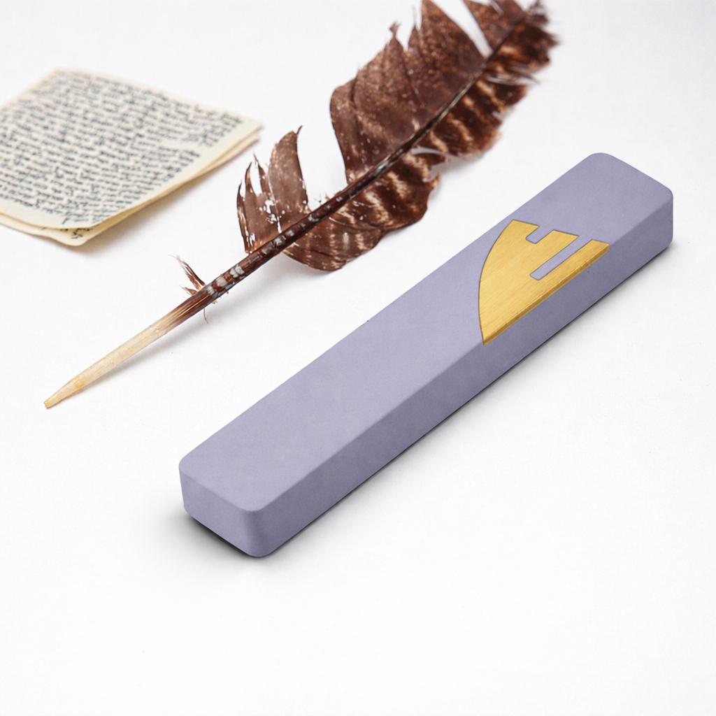 Concrete Mezuzah | Gold Shin