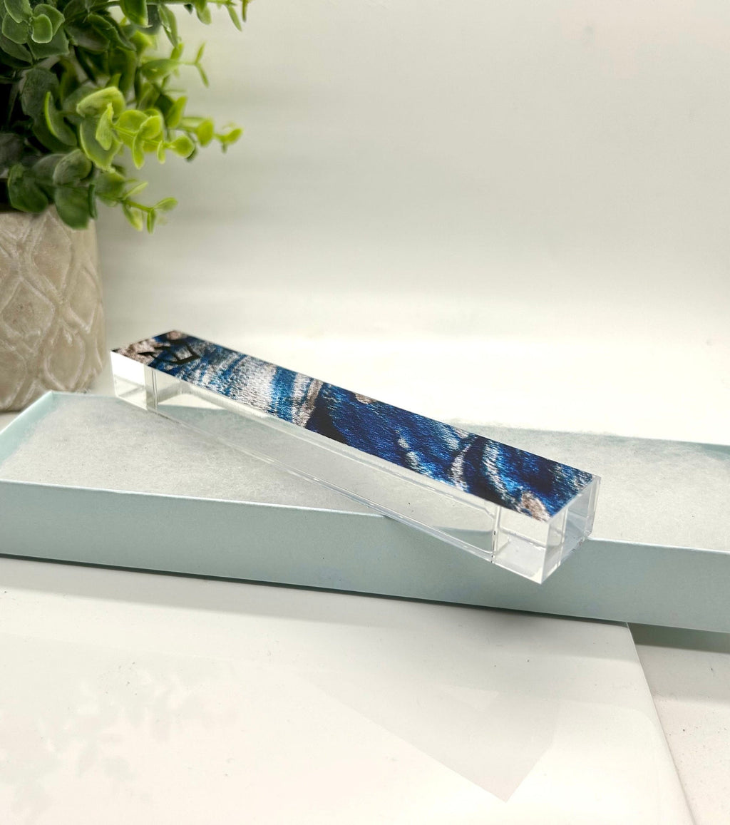 Mezuzah - Blue Glitter Swirl Mezuzah - Acrylic Mezuzah