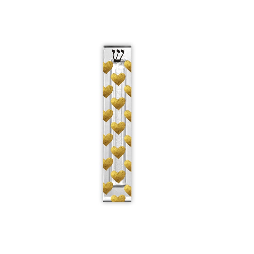 Gold Hearts Mezuzah - With or without name