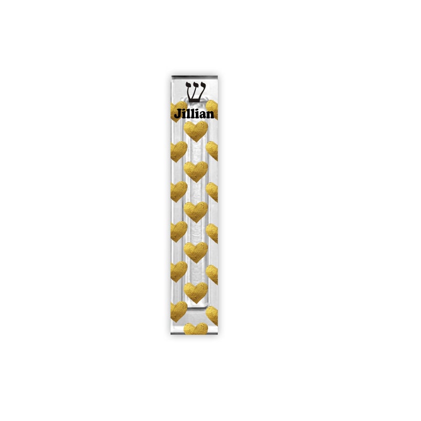 Gold Hearts Mezuzah - With or without name