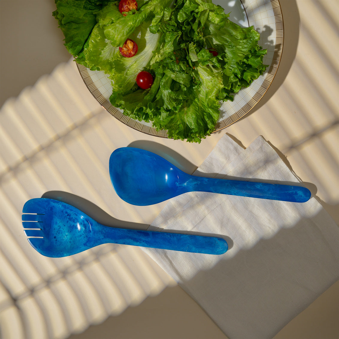 Radiant Resin Salad Servers Blue