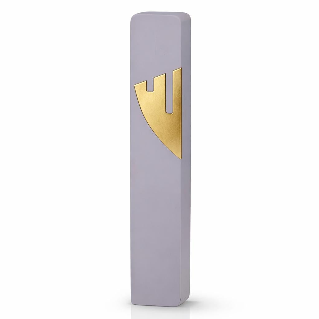 Concrete Mezuzah | Gold Shin